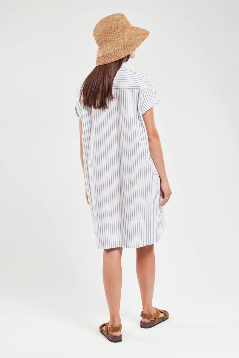 Robe chemise rayée - coton et lin