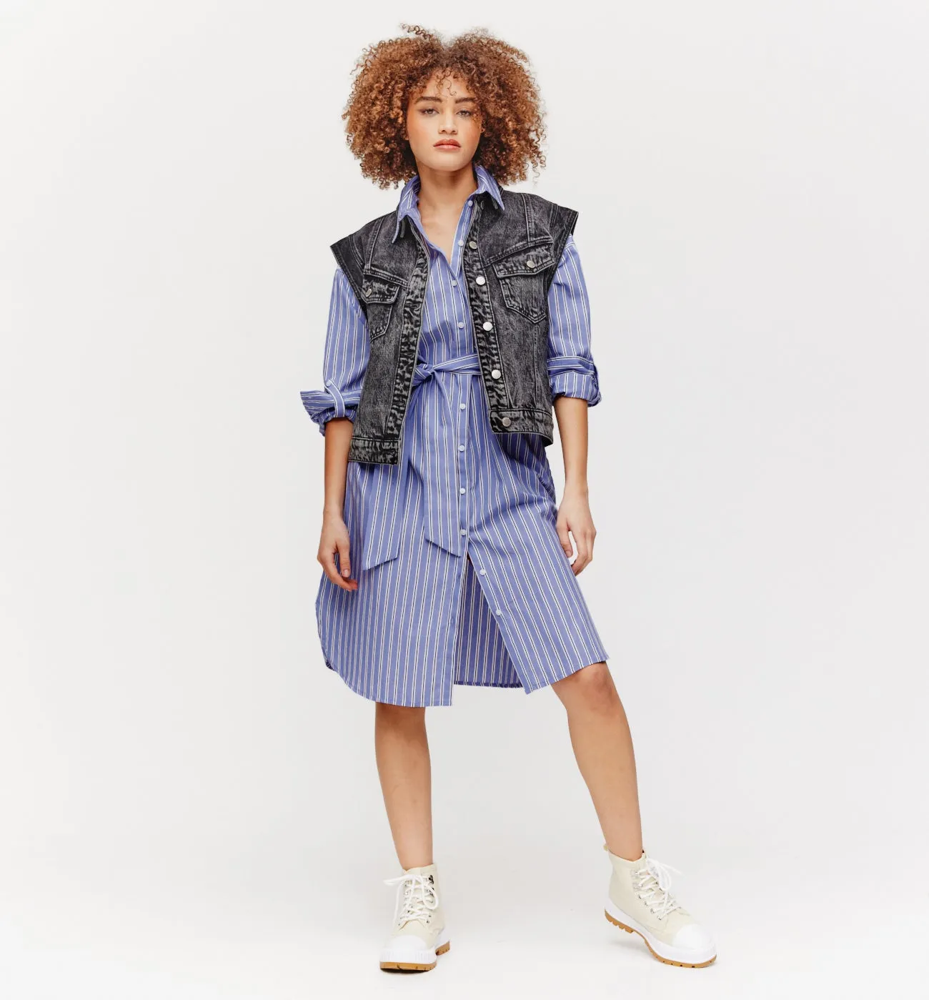 Robe-chemise rayée Femme - Rayé bleu