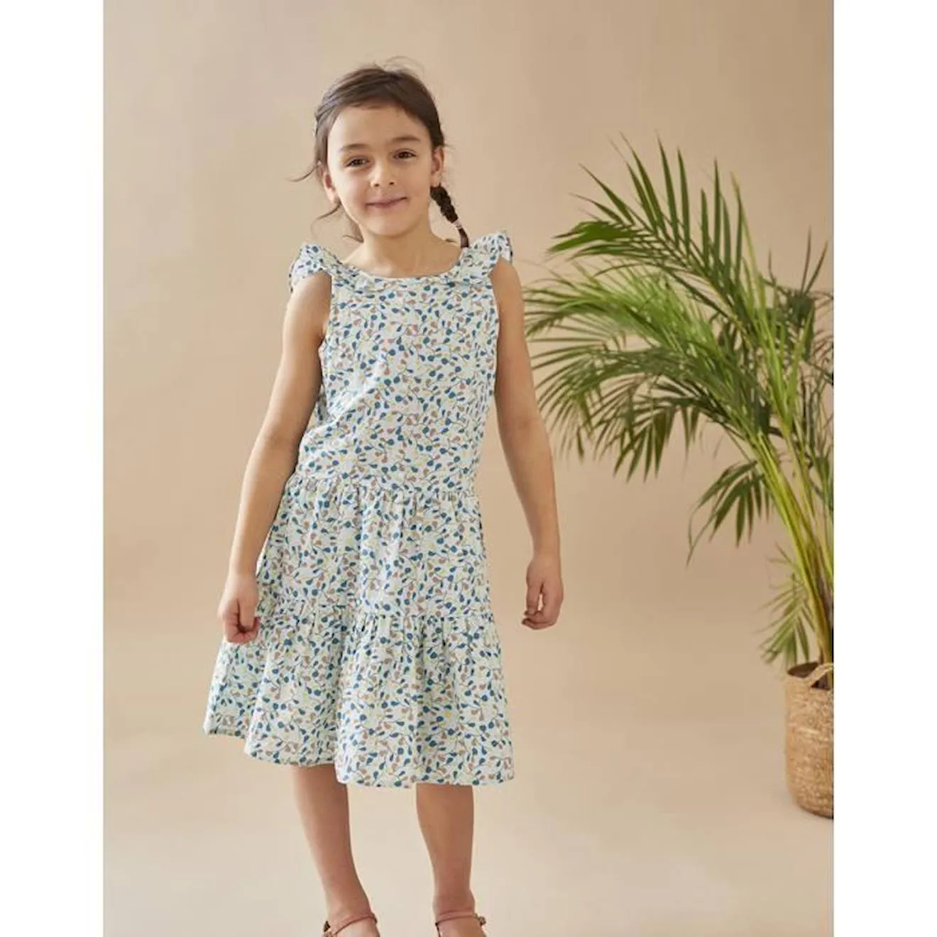 Robe imprimée à bretelles vert - Noukies