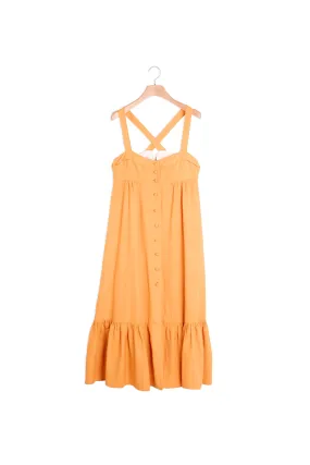 Robe longue boutonnée à bretelles