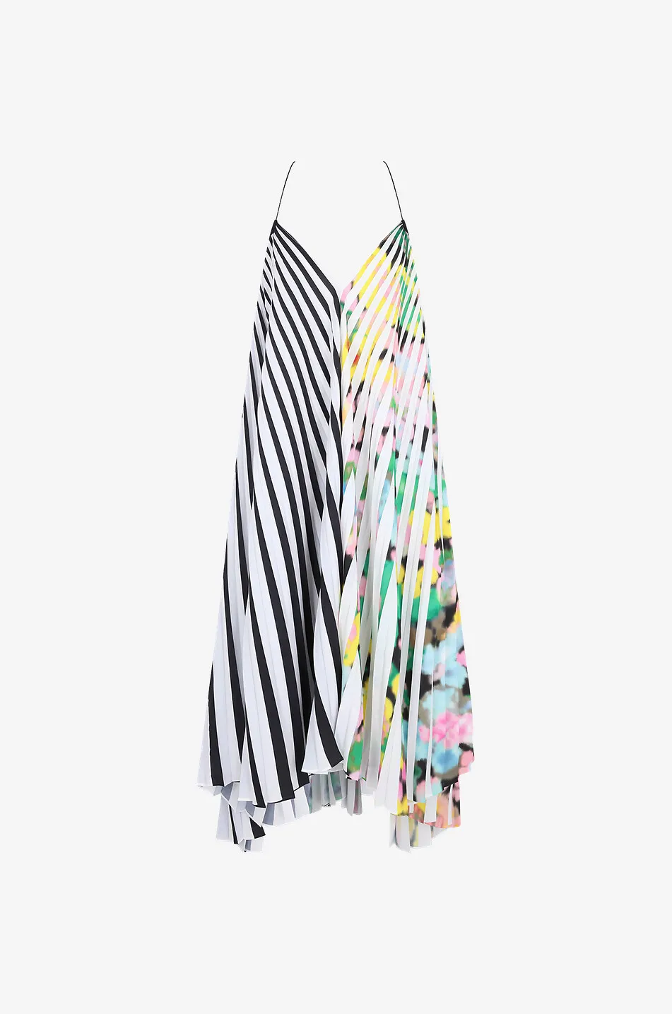 Robe midi plissée à bretelles 3D