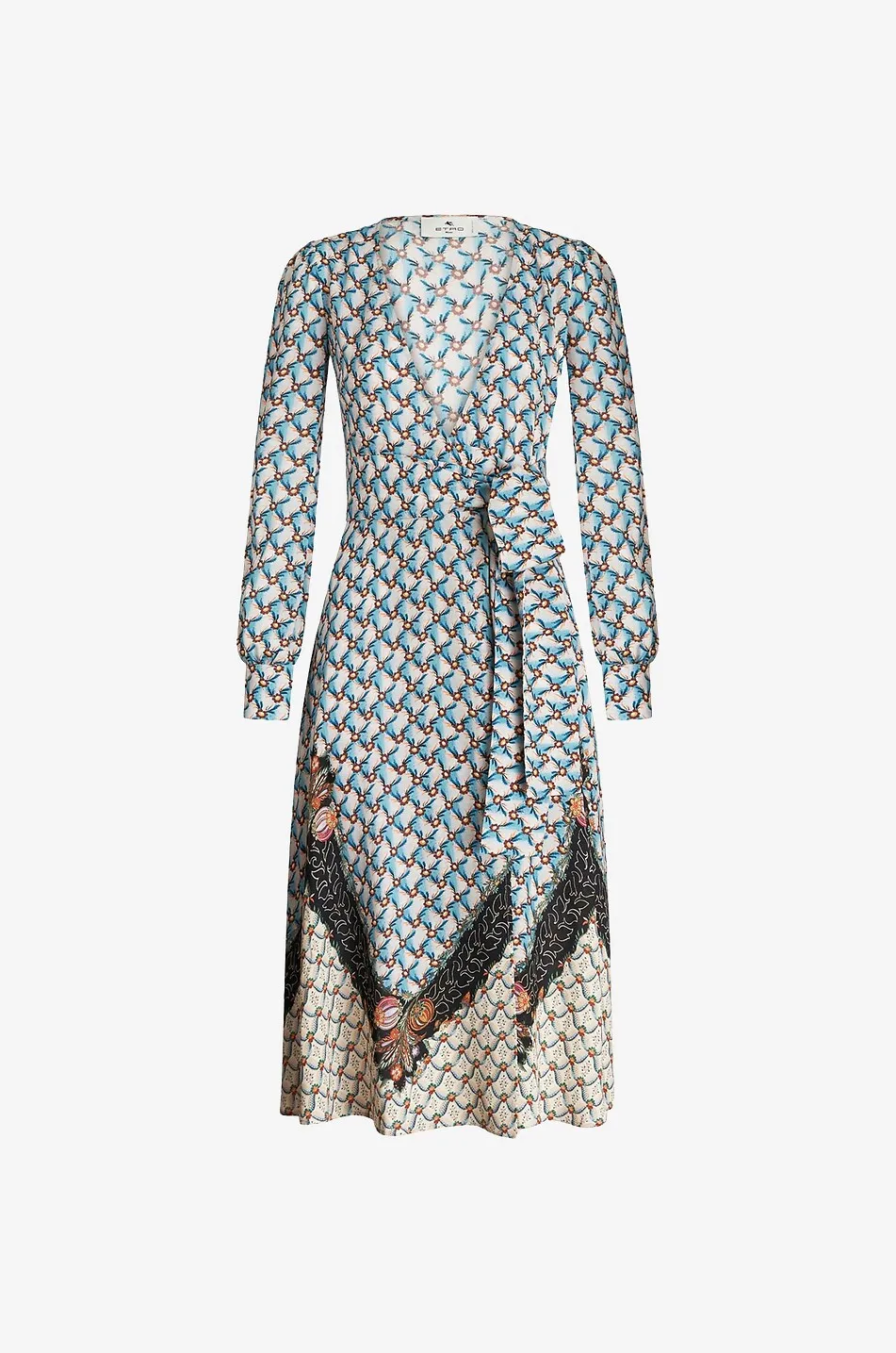 Robe midi portefeuille en crêpe Floralia