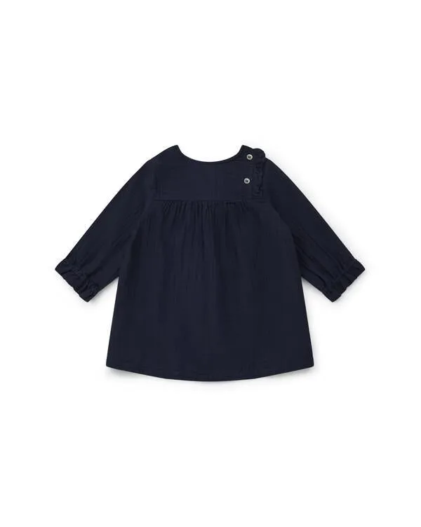 Robe - Pampille bleue Bébé en gaze de coton