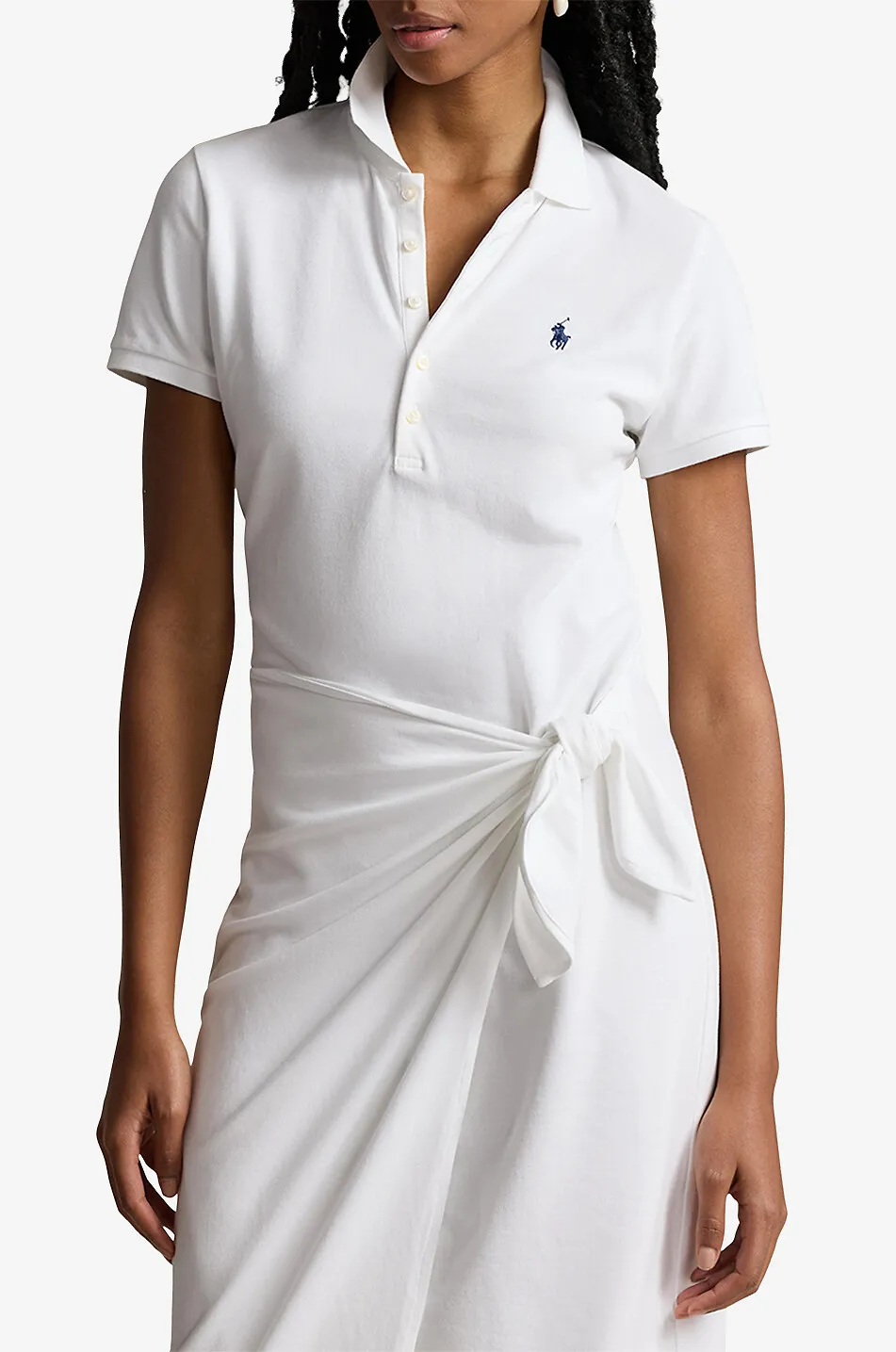 Robe polo portefeuille en coton piqué Pony
