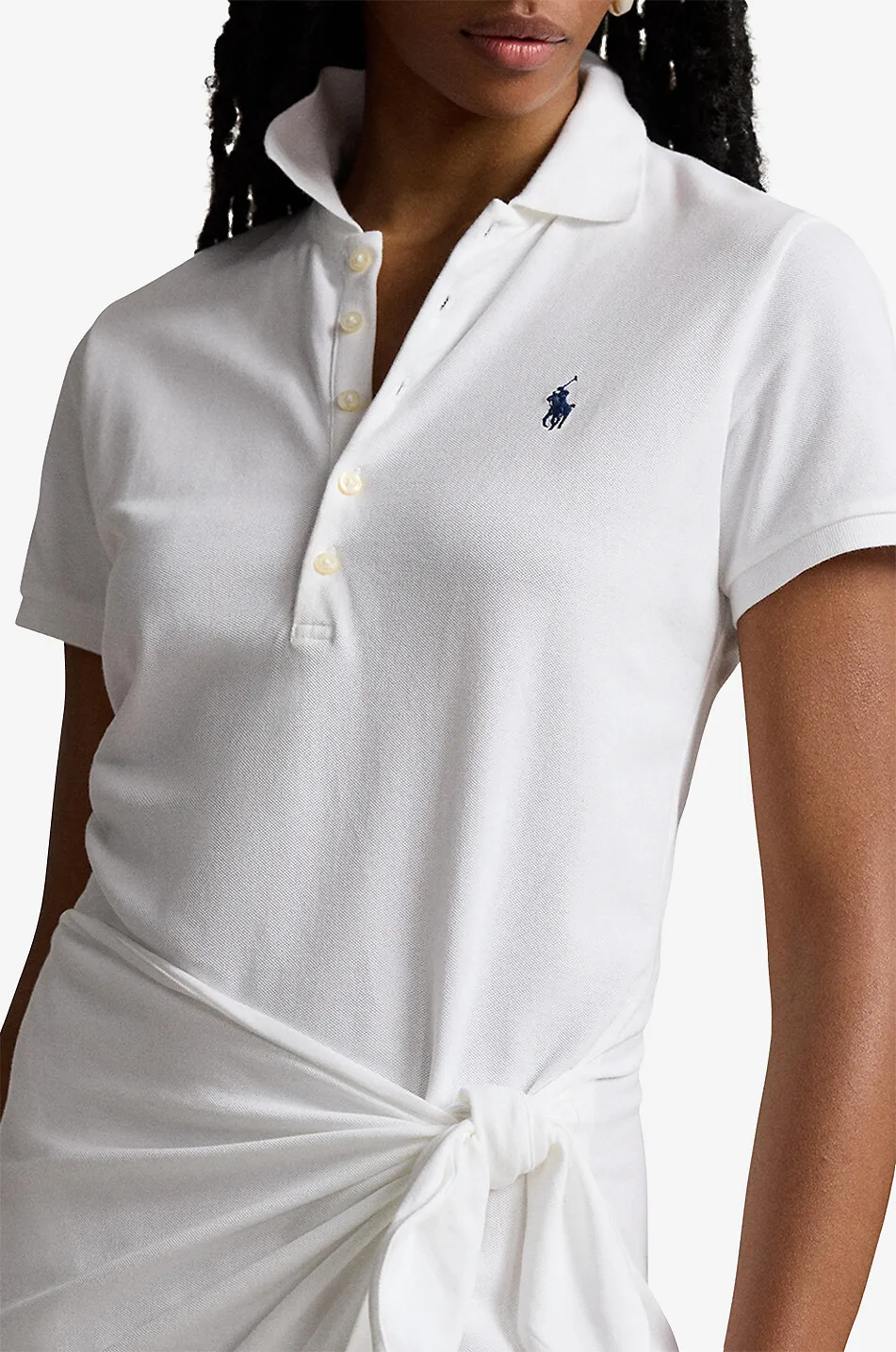 Robe polo portefeuille en coton piqué Pony