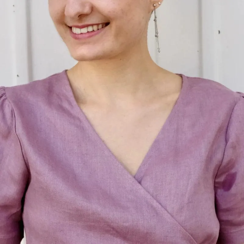 Robe portefeuille en lin bio franais
