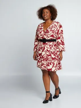 Robe portefeuille imprimée - Imprimé bordeaux