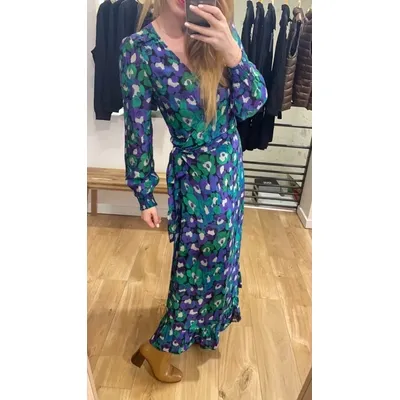 Robe portefeuille longue imprimée Natalia - Green Cat Deluxe - FABIENNE CHAPOT