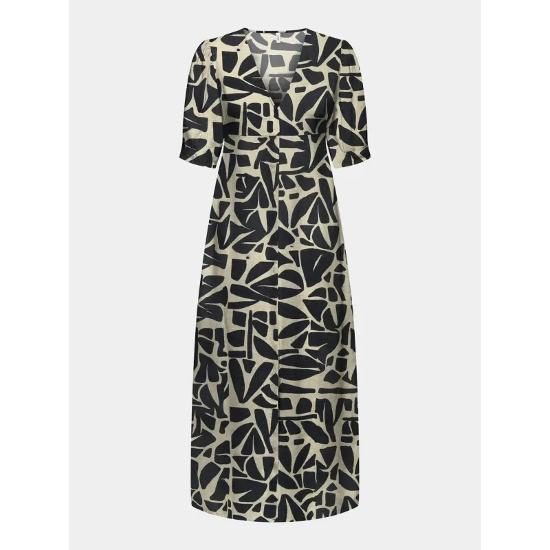 Robe portefeuille rayée raya en lin bleu femme - Jjxx | wimod