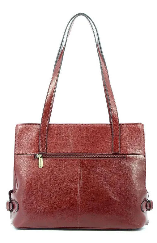 Sac shopping moyen cuir vachette carmin