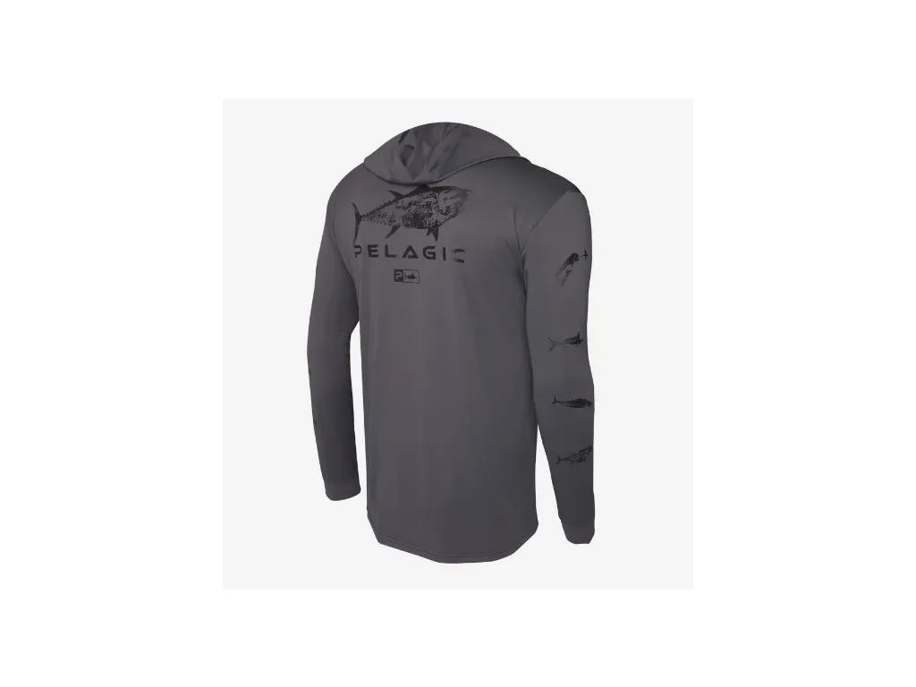 TEE SHIRT UV PELAGIC AQUATEK HOODED GRAPHITE TUNA