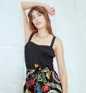 Top corset à bretelles - Noir