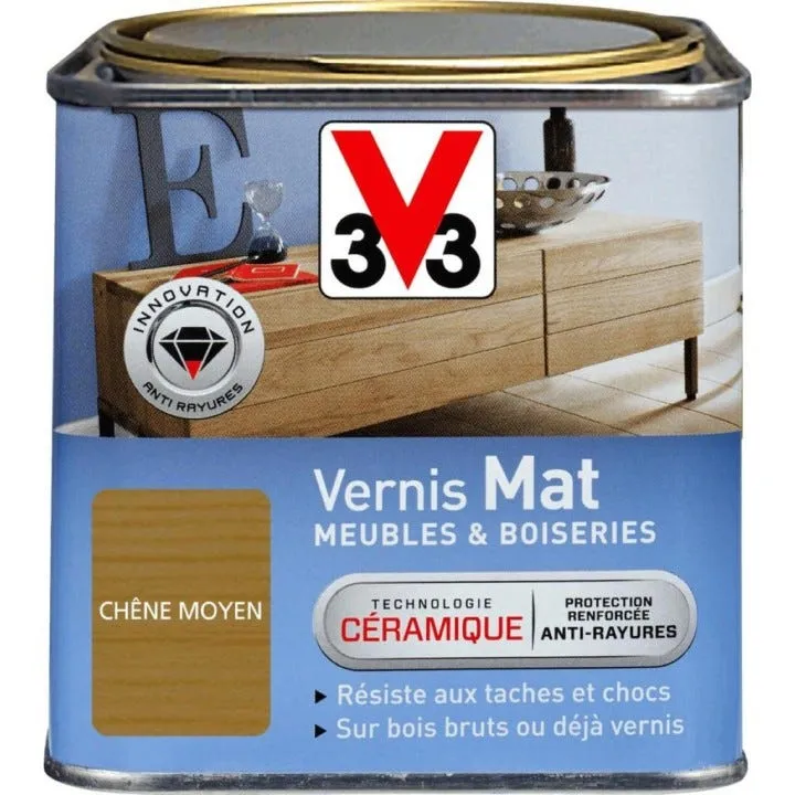 Vernis intérieur meubles/boiseries chêne moyen Mat 0,5L