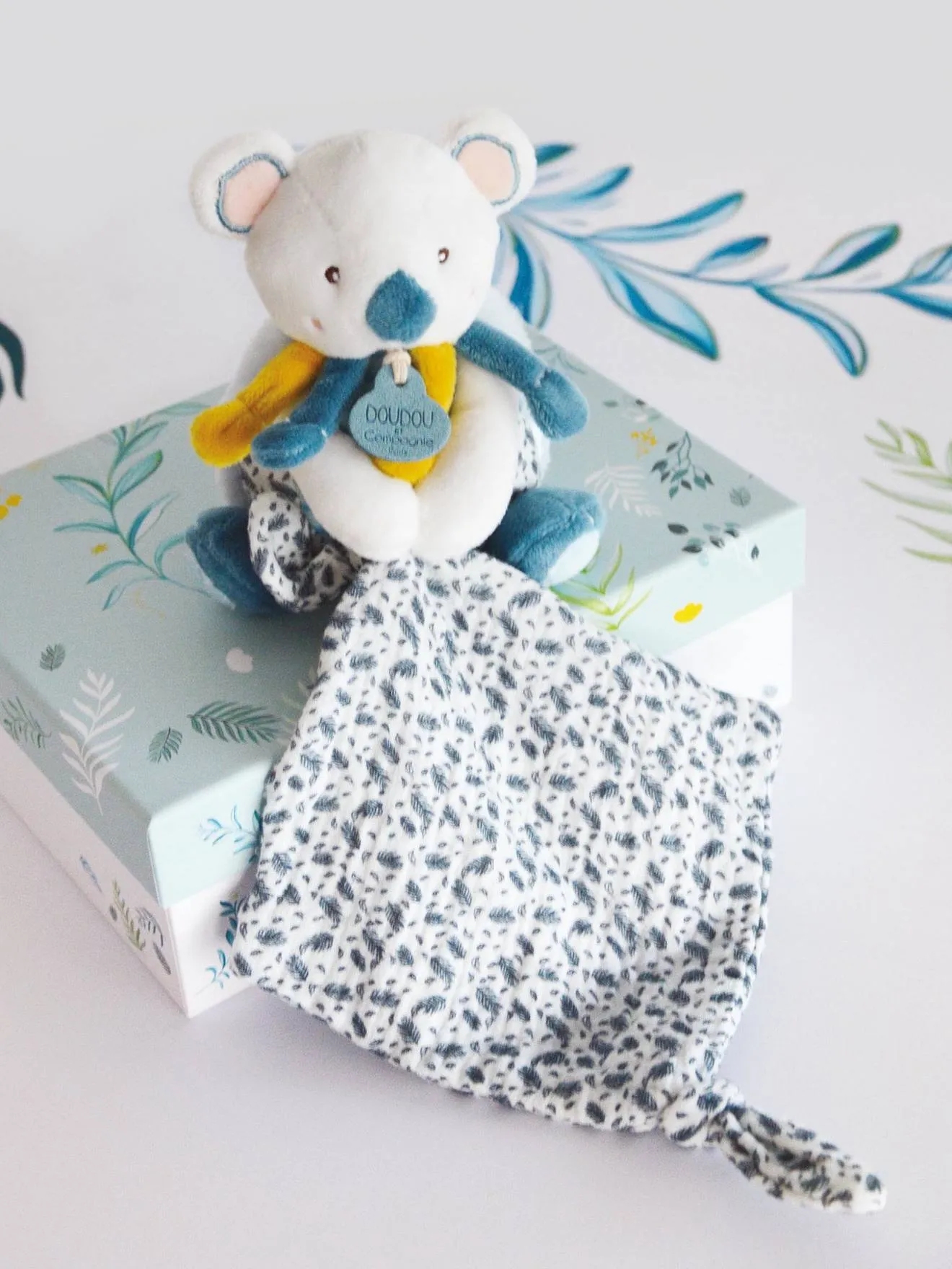 Yoca le koala - pantin avec doudou 15cm - DOUDOU ET COMPAGNIE bleu - Doudou et Compagnie